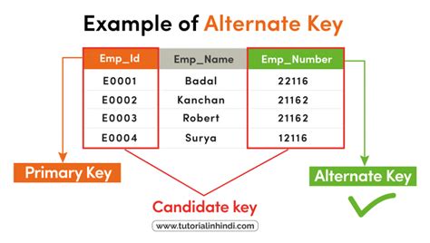 Alternate Key In Dbms In Hindi With Example Tutorial In Hindi