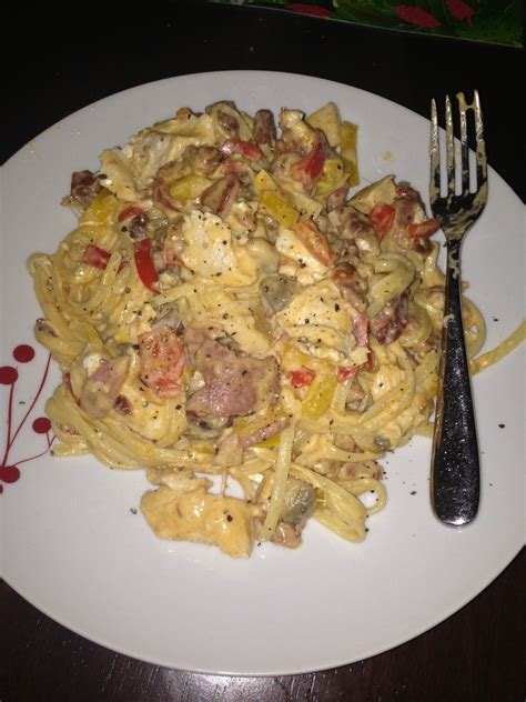 It's quick, easy and absolutely bursting with flavour! Pasta Concoction! Chicken, chorizo and pancetta linguini ...