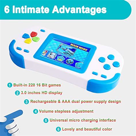 Bornkid 16 Bit Handheld Games Consoles For Kids And Adults With Built