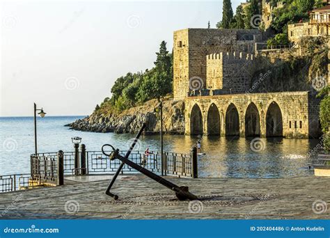View Of The Walls Of An Ancient Fortress In Alanya In Turkey Stock