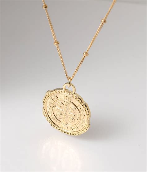 Gold Coin Necklace K Gold Filled Medallion Necklace Etsy