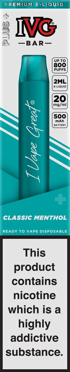 Ivg Bar Plus 600 Classic Menthol Disposable Vape Vape Juicez