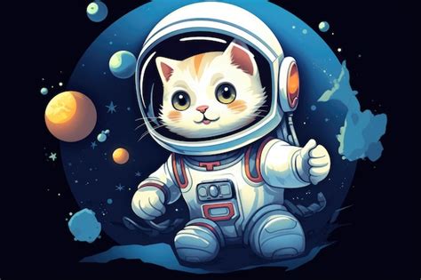 Premium Ai Image Cute Astronaut Cat In Space Illustration