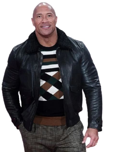 Shop Dwayne Johnson Black Leather Jacket