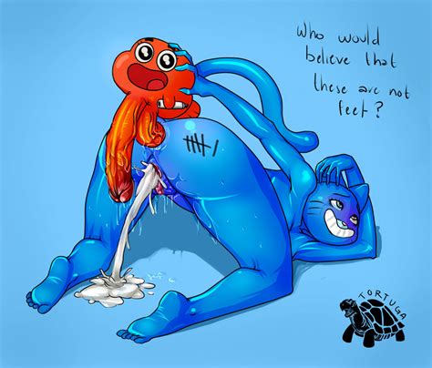 Rule 34 Anal Anal Sex Anthro Anus Ass Barefoot Blue Background Blue Body Blue Fur Blue Skin