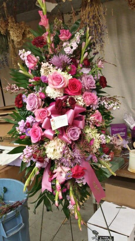 feminine and graceful pinks standing funeral spray 429812 in franklinville nj triple oaks