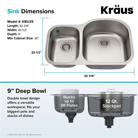 Kraus Premier 32 Inch 16 Gauge Undermount 6040 Double Bowl Stainless