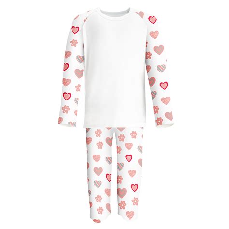 Love Heart Long Sleeve Long Bottoms Pyjama Set Bhm Wholesalers