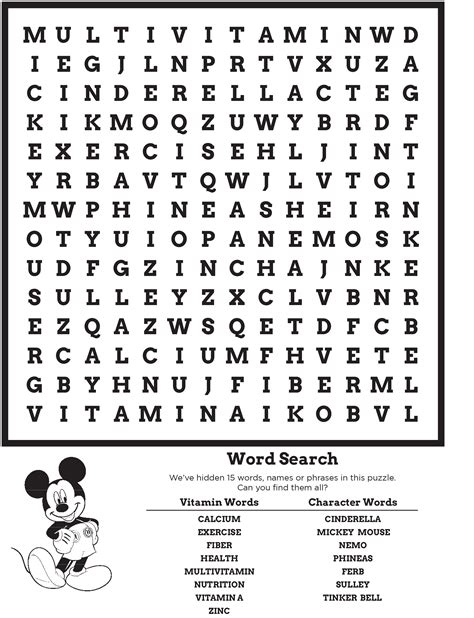 Printable Disney Word Search Letter Words Unleashed Exploring The