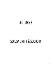 Lecture Soil Salinity Sodicity Pdf Lecture Soil Salinity