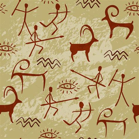 Cave Painting Seamless Pattern — Stock Vector © Colorvalley 8849956
