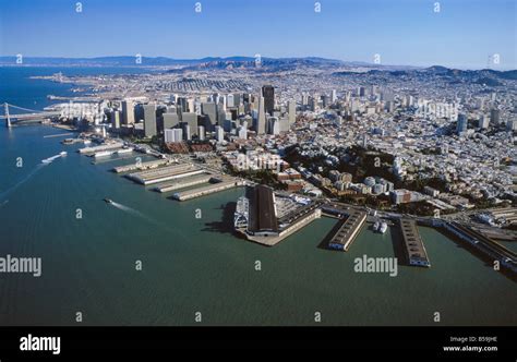 Aerial Oveview Above San Francisco Waterfront Piers Stock Photo Alamy