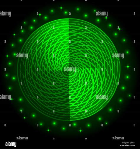 Abstract Green Neon Round Glow Light Effect Vector Illustration Stock