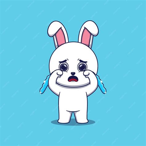 Premium Vector Cute Rabbit Crying With Tears