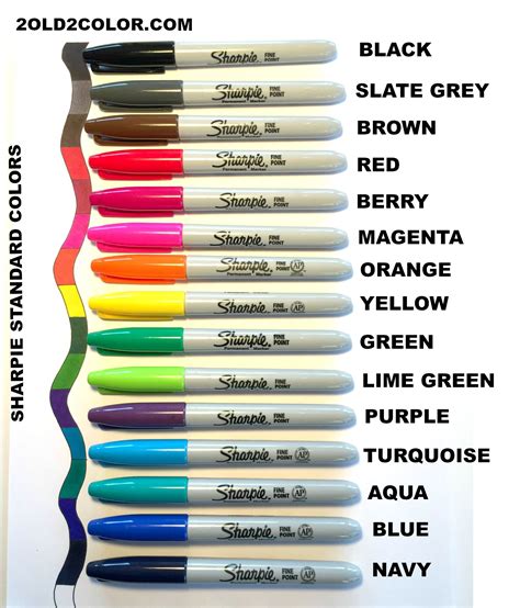 Printable Sharpie Color Chart