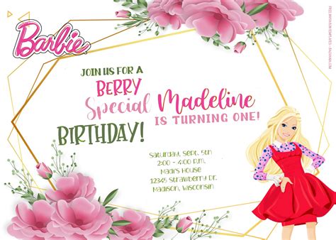 editable barbie birthday invitations with photo instant download bobotemp ph