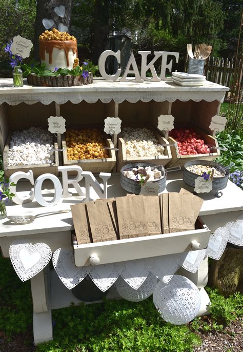 A Popcorn Bar Perfect For A Rustic Wedding See All The Sweet Details