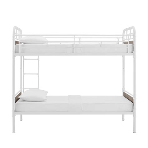 Manor Park Urban Industrial Twin Over Twin Metal Wood Bunk Bed White