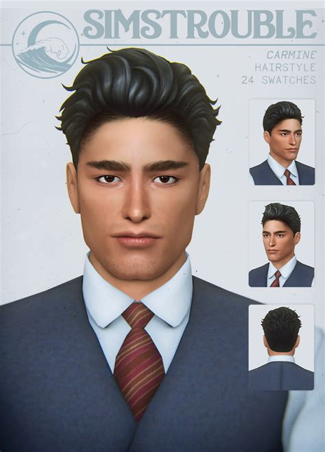 Carmine By Simstrouble Simstrouble On Patreon Sims 4 Hair Male Sims
