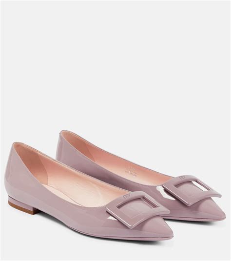 Roger Vivier Gommettine Ball Patent Leather Ballet Flats Pink