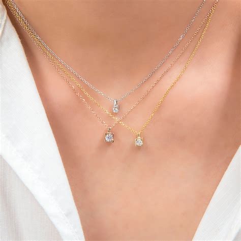 Prong Necklace Diamond Necklace Diamond Solitaire Necklace Floating