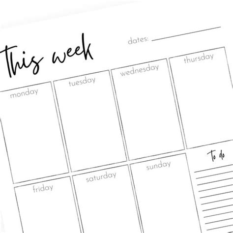 Weekly Planner Printable To Do List Minimalist Vertical Etsy