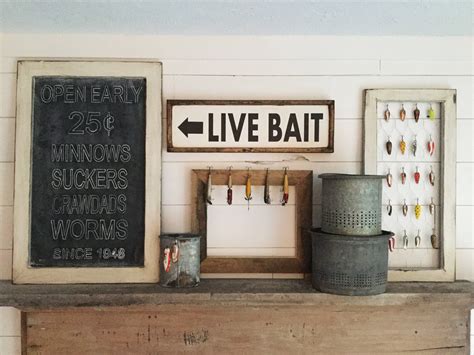 Live Bait Sign Fishing Sign Fishing Decor Fishing Ts Man Etsy