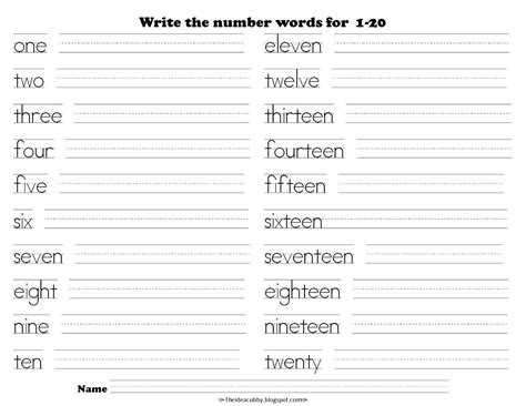 Image Result For Writing Numbers Words 1 20 For Kindergarten Number