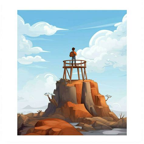 Lookout 2d Cartoon Vector Illustration On White Background 30689220