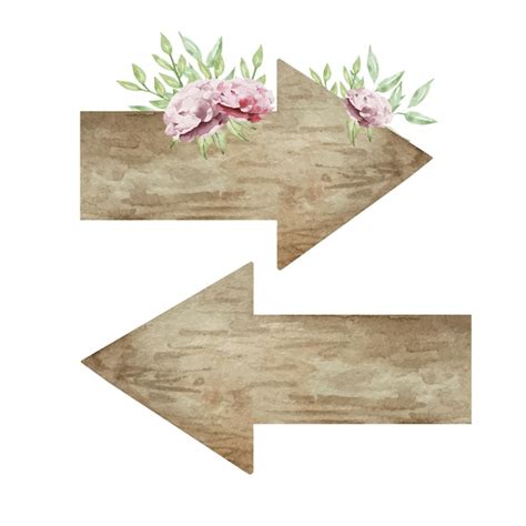 Premium Vector Watercolor Wooden Arrows With Flowers