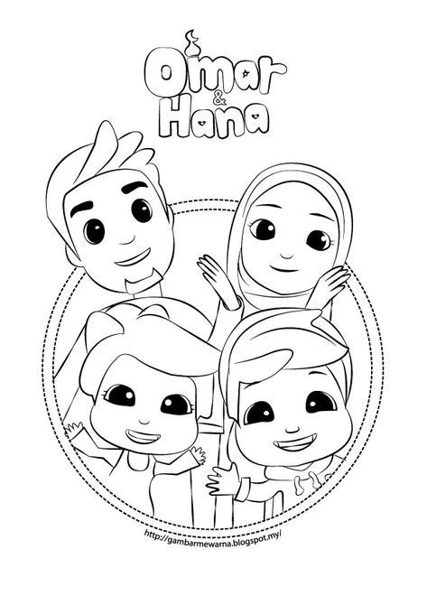 Very Cute Omar Hana Colouring Pages For Kids Islamic Cartoon