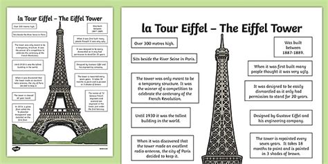 Eiffel Tower Fact Sheet Hecho Por Educadores Twinkl