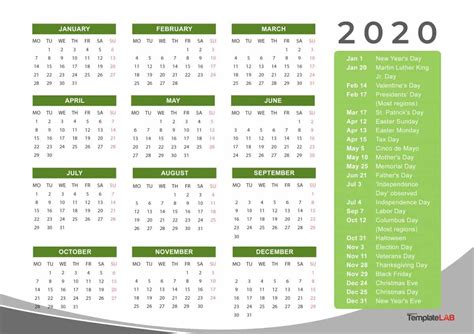 Printable calendar 2020 with united states holidays. 2020 Printable Employee Calendar Free | Example Calendar ...
