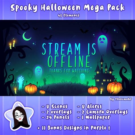 Spooky Halloween Stream Package Overlay Panels Alerts Scenes Etsy