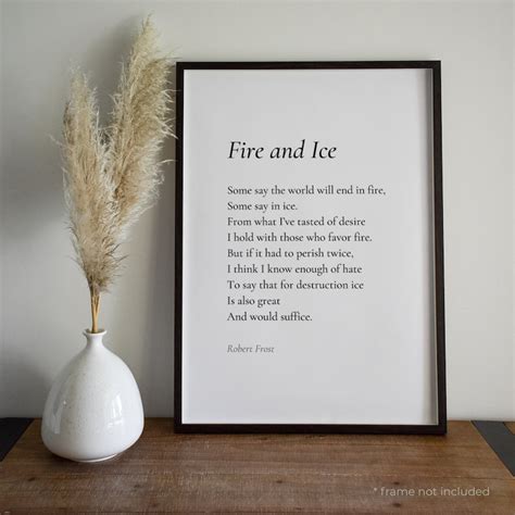 Fire And Ice By Robert Frost Poem Print Poetry Print Gift Etsy