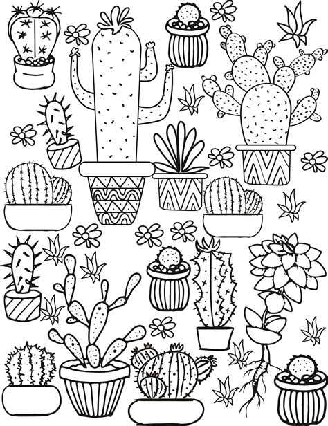 Wir haben für sie die schönsten bilder zum ausmalen ausgewählt. Cactus and Succulent Printable Adult Coloring Pages ...