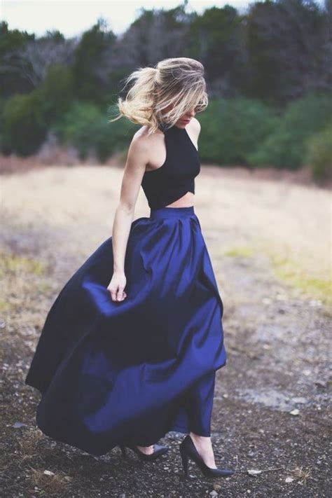 High Waisted Skirt Crop Top Bridesmaids Pinterest Blue Ball