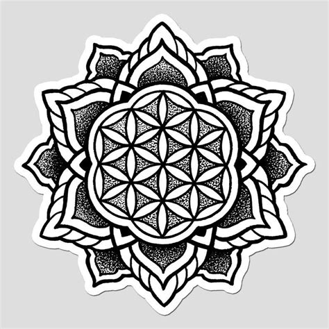Flower Of Life Mandala Sticker Sacred Geometry Etsy Uk Geometric Mandala Tattoo Sacred