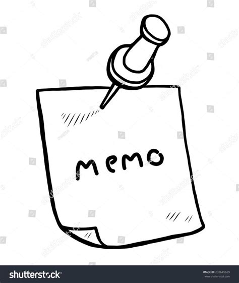 Memo Note Paper And Pin U002f Cartoon Vector And Illustration Black