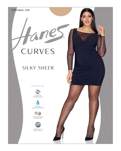 Hanes Cotton Curves Plus Size Silky Sheer Control Top Pantyhose In Nude