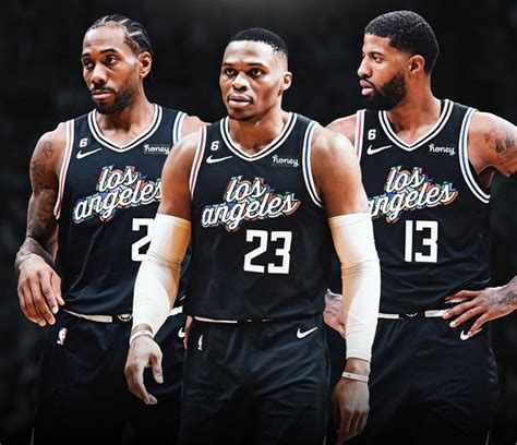 PHOTO Russell Westbrook In A Clippers Jersey With Paul George And Kawhi