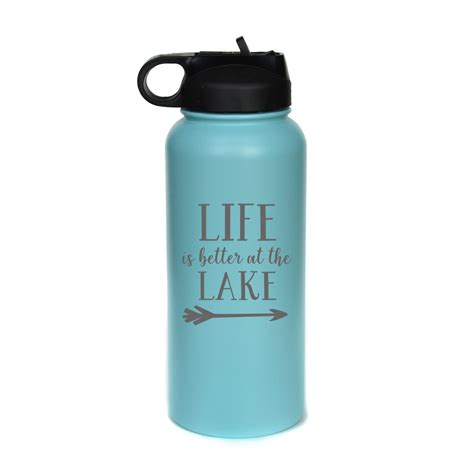 Life Is Better At The Lake Engraved Water Bottle 32 Oz Vetswag