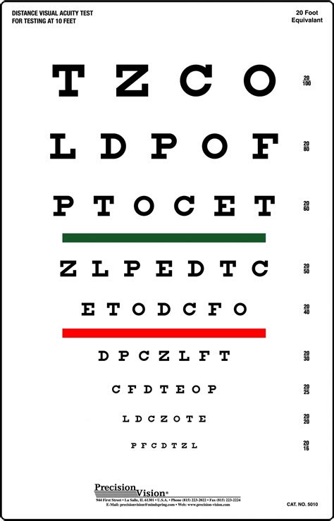 Snellen Chart Red And Green Bar Visual Acuity Test