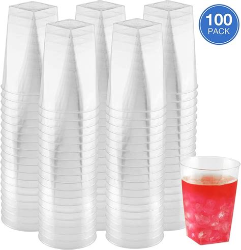 Majestic Settings Hard Clear Plastic Party Cups 10oz Square 100 Count