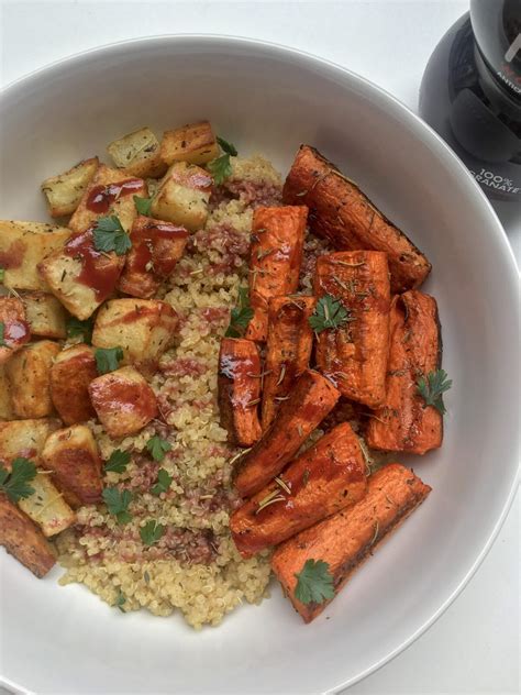 Roasted Vegetable Quinoa Bowl With Pomegranate Drizzle The Urben Life