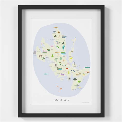 Illustrated Hand Drawn Isle Of Skye Map Art Print By Artist Holly