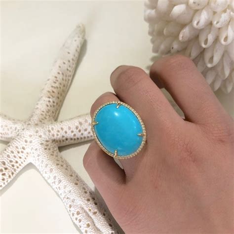 Genuine Sleeping Beauty Oval Cut Turquoise With Diamond Halo Etsy