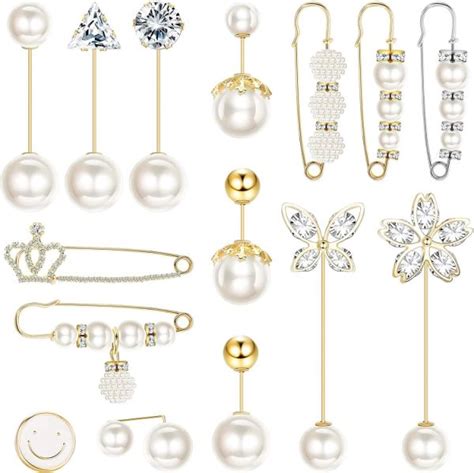 Dropship Pieces Faux Pearl Brooch Pins For Women Sweater Shawl Clips Set Anti Exposure