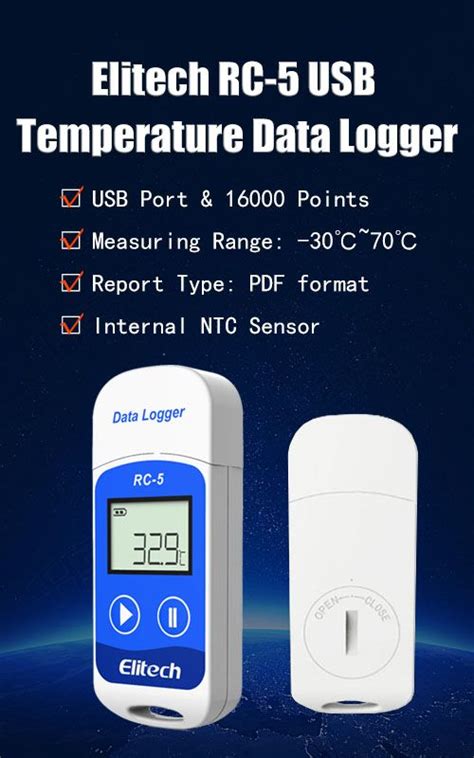 elitech rc 5 usb temperature data logger recorder with pdf report data logger temperatures data