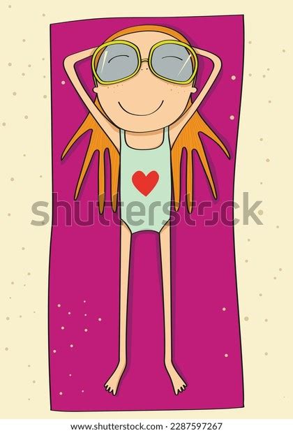Girl Sunbathing On Beach Tanning Top Stock Vector Royalty Free 2287597267 Shutterstock